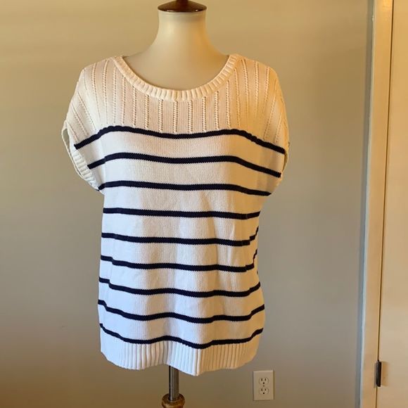 Tommy Bahama Tops - [Tommy Bahama] Navy/White Striped Knit Blouse - Size Small